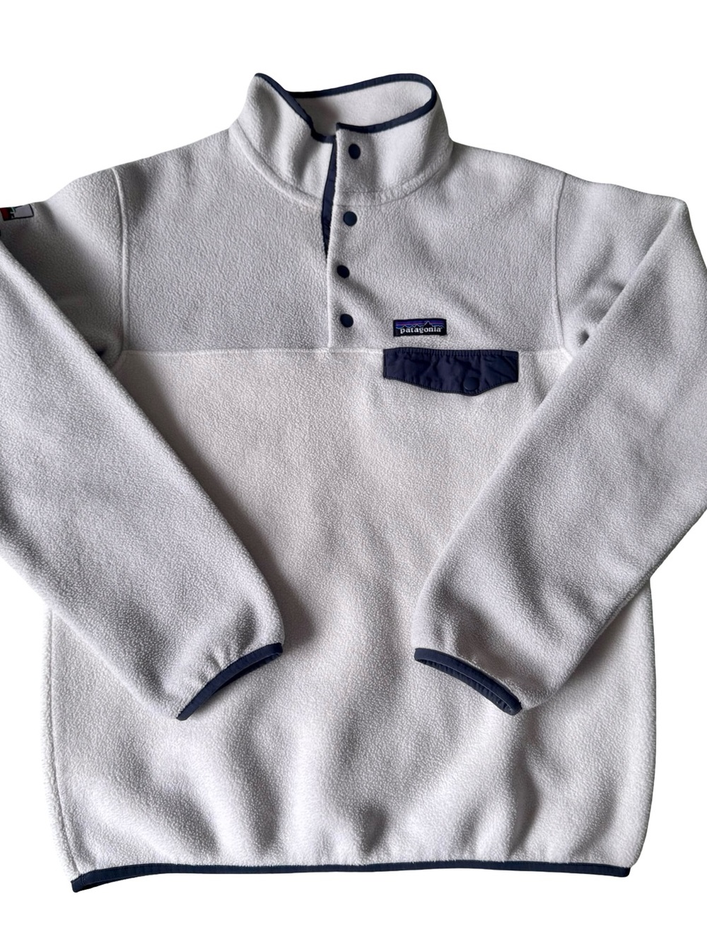 Patagonia Women’s Synchilla Snap-T Fleece Pullover White/Gray Lake Tahoe Size S